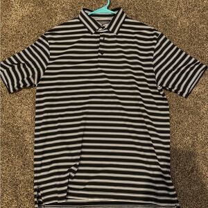 Daniel Cremieux Black and White Striped Polo Shirt